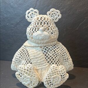 Cream Lacework Teddy Bear Decor Accent